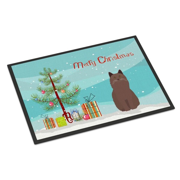 Carolines Treasures 24 x 36 in. York Chocolate Cat Merry Christmas Indoor or Outdoor Mat CK4810JMAT - main
